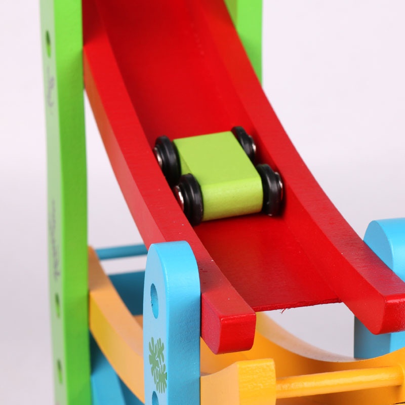 ĐỒ CHƠI GỖ - BỘ ĐỒ CHƠI XE CẦU TRƯỢT 4 TẦNG BẰNG GỖ Dành Cho Bé Yêu - BabyCare