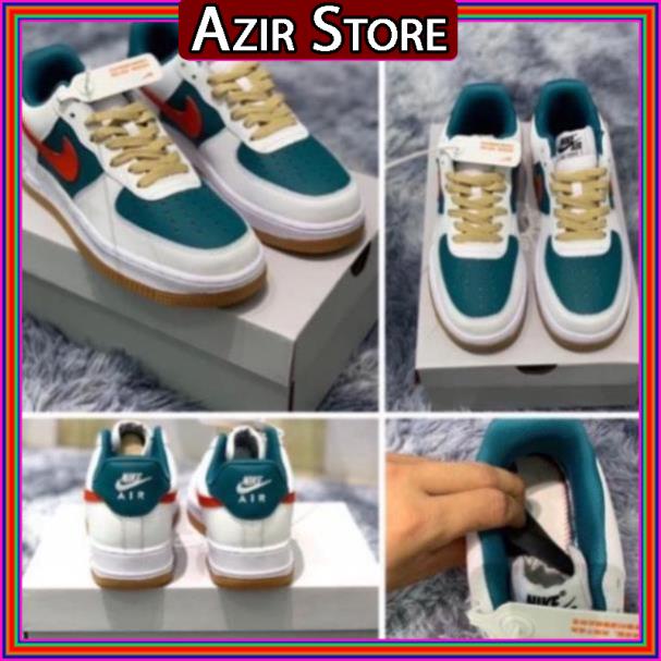 Giày thể thao Jordan AF1 cao cấp full bill box, giày Sneaker nam nữ cổ thấp da lộn màu xanh đỏ đế cao,