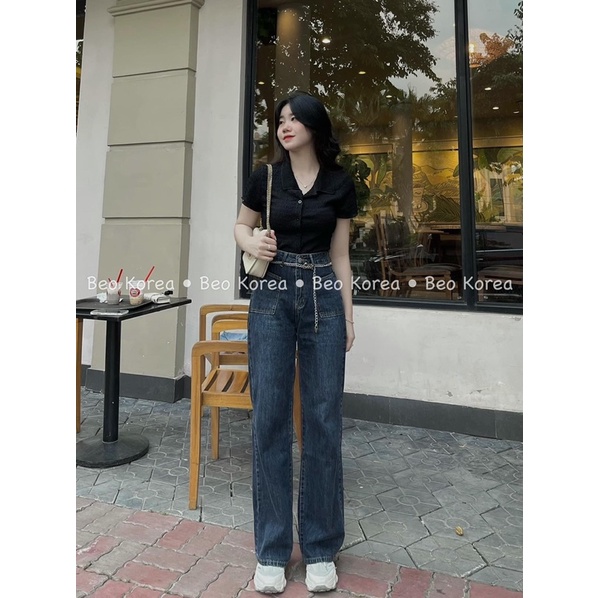 [NEW]QUẦN JEANS DÂY XÍCH 6762 TÚI VUÔNG DÁNG SUÔNG HOT TREND