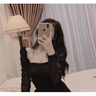 áo lưới cổ vuông tay bồng ( đọc kỹ mô tả )