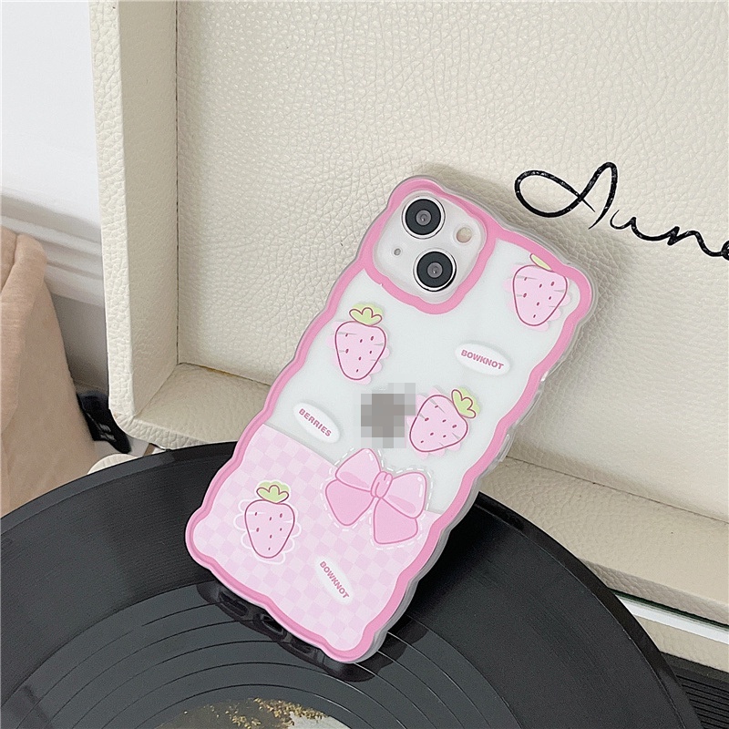 Ốp lưng iphone Ốp Điện Thoại Họa Tiết Gợn Sóng Lớn Và Nơ Cho Iphone 13Promax 11 / 12 14pro / xr / 6Plus-14 Dinuo case