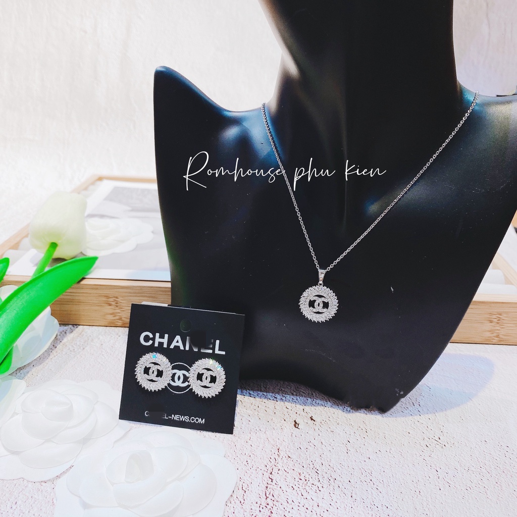 Set hoa tai dây chuyền đá paget 925 cao cấp MS850093