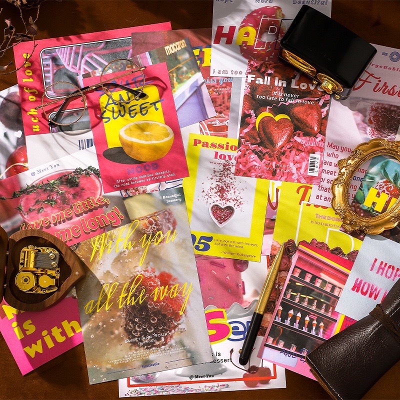 SET 21 POSTCARD TRANG TRÍ SIZE LỚN &quot;HOT SUMMER VIBE&quot; kèm sticker dán - Tiệm nhà Chun