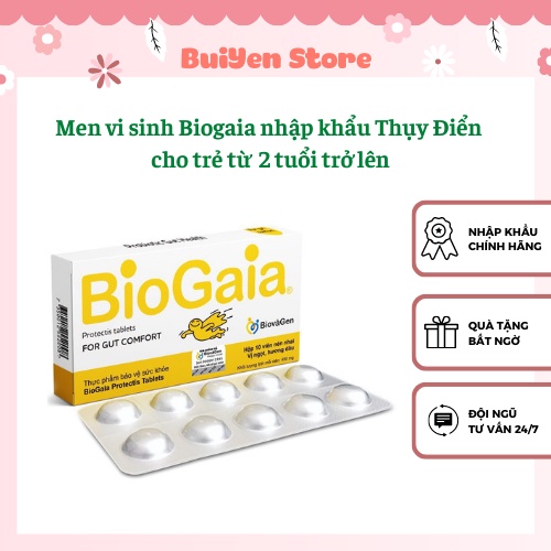 Viên Nhai Biogaia dạng viên men vi sinh giúp tăng cường hấp thu và miễn dịch, hết táo bón