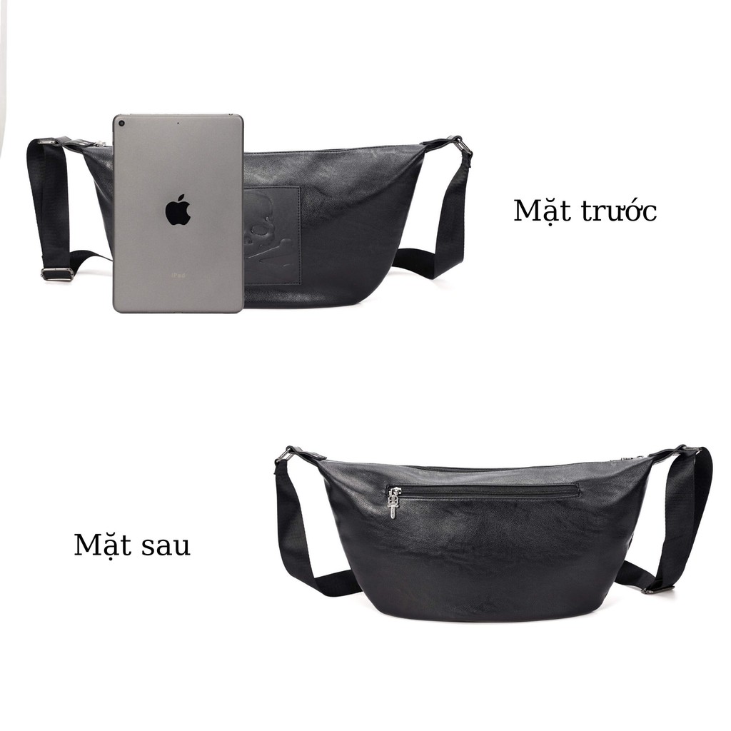 Túi Đeo Chéo Vai Phong Cách Hàn Quốc Cho Nam Nữ Chất Liệu Da Pu Mềm Mại Bền Đẹp Không Thấm Nước Họa Tiết Đầu Lâu Màu Đen | BigBuy360 - bigbuy360.vn