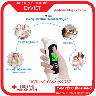 Nhiệt kế hồng tử ngoại cao cấp imedicare itm-32a-đo chính xác sau 1 giây, đa chức năng, lưu đến 32 kết quả đo-