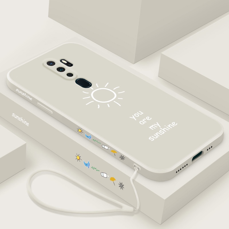 Ốp Điện Thoại Silicone Mềm Họa Tiết Mặt Trời Nhỏ Đơn Giản Có Dây Đeo Cho oppo A9 2020 A5 2020