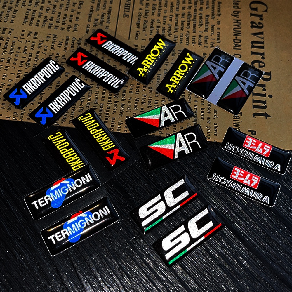 AKRAPOVIC Miếng dán gel nhựa 3D Hệ thống xả xe máy Decal sửa đổi Hình dán nhà tài trợ xe máy Đối với YAMAHA