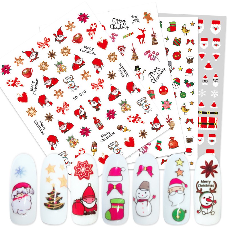 Sticker Noel, Bông Tuyết,Ông Già Mẫu Mới- Trang Trí Móng Nail Nghệ Thuật Mùa Giáng Sinh Năm Mới