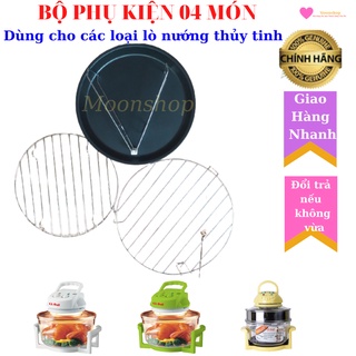 Phụ Kiện Dùng Trong Lò Nướng Thủy Tinh, Khay Hứng Mỡ, Vỉ Nướng Cao, Vỉ Nướng Thấp, Cây Gắp Thực Phẩm