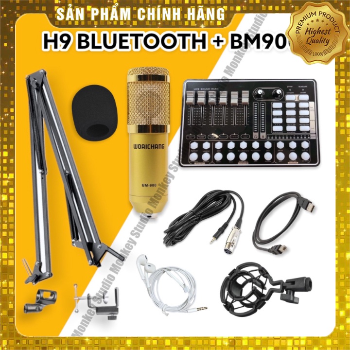 Bộ Mic Hát Livestream Soundcard H9 &amp; Mic BM900⚡BH 1 NĂM⚡Chất Lượng Cao, Âm Thanh Cực Kỳ Sống Động