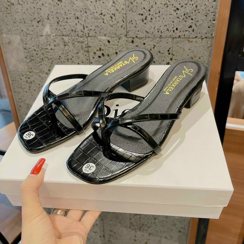 DÉP KẸP XỎ NGÓN DÂY GÓT VUÔNG 3P