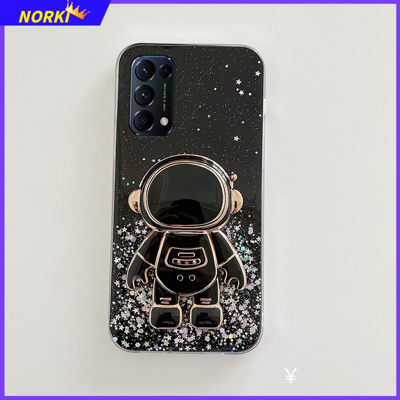 Ốp Điện Thoại Kim Tuyến Nước Kèm Giá Đỡ Hình Phi Hành Gia 3D Cho OPPO Reno 8T 8 8Pro 8Z 7 7Pro 7Z 6 6Pro 6Z