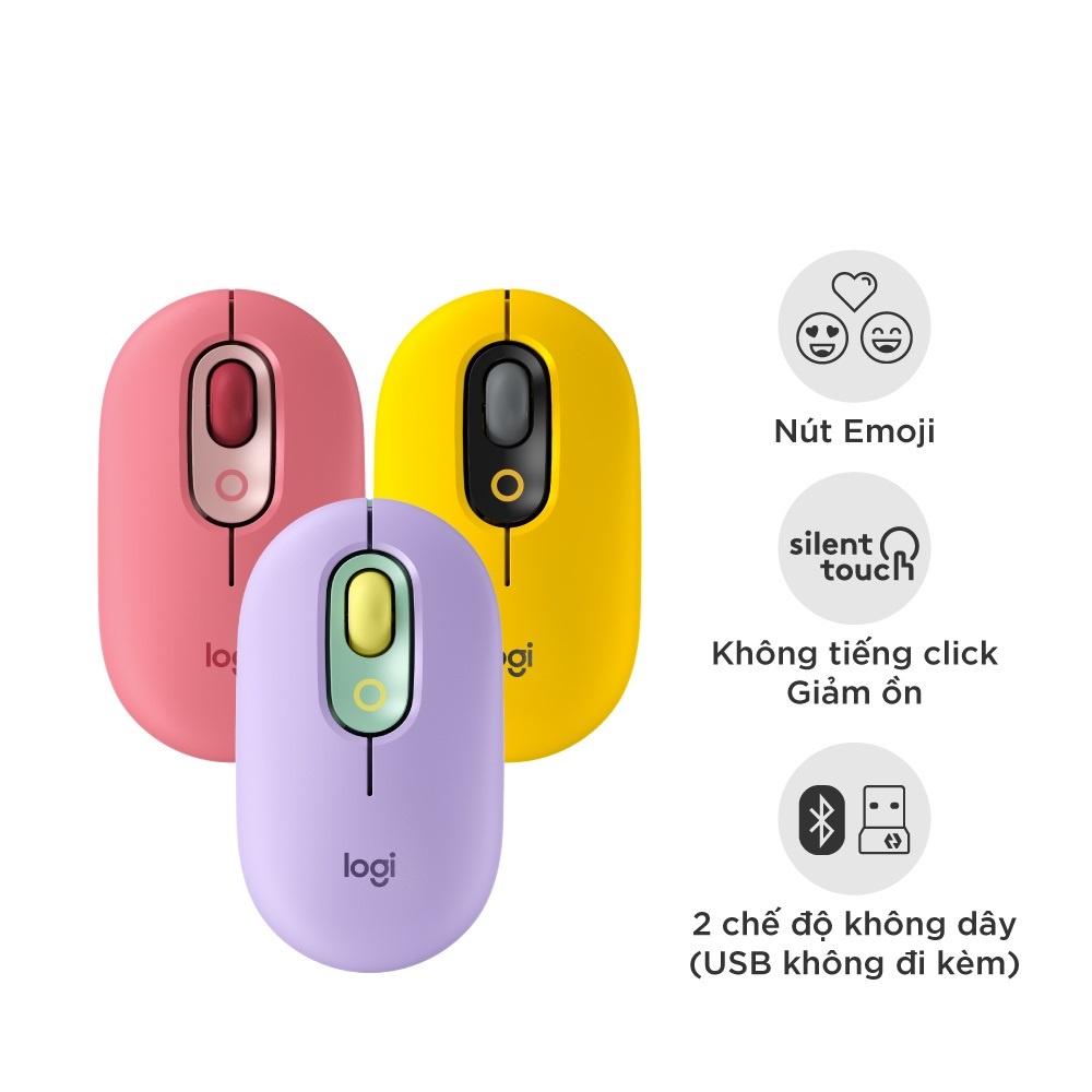 Chuột không dây Logitech POP MOUSE với emoji có thể tùy chỉnh - Hàng Chính Hãng