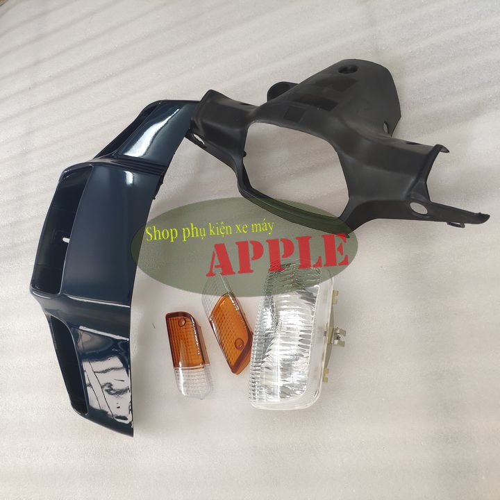 Bộ ốp đầu xe Dream 3  Ốp đầu đèn pha xe Dream lùn gồm ốp, gáy, chóa đèn và 1 đôi nắp xi nhan trước