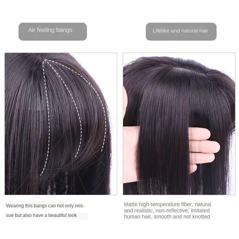 Bộ Tóc Giả Nữ Mái Ngố 3D Màu Trắng Thay Thế