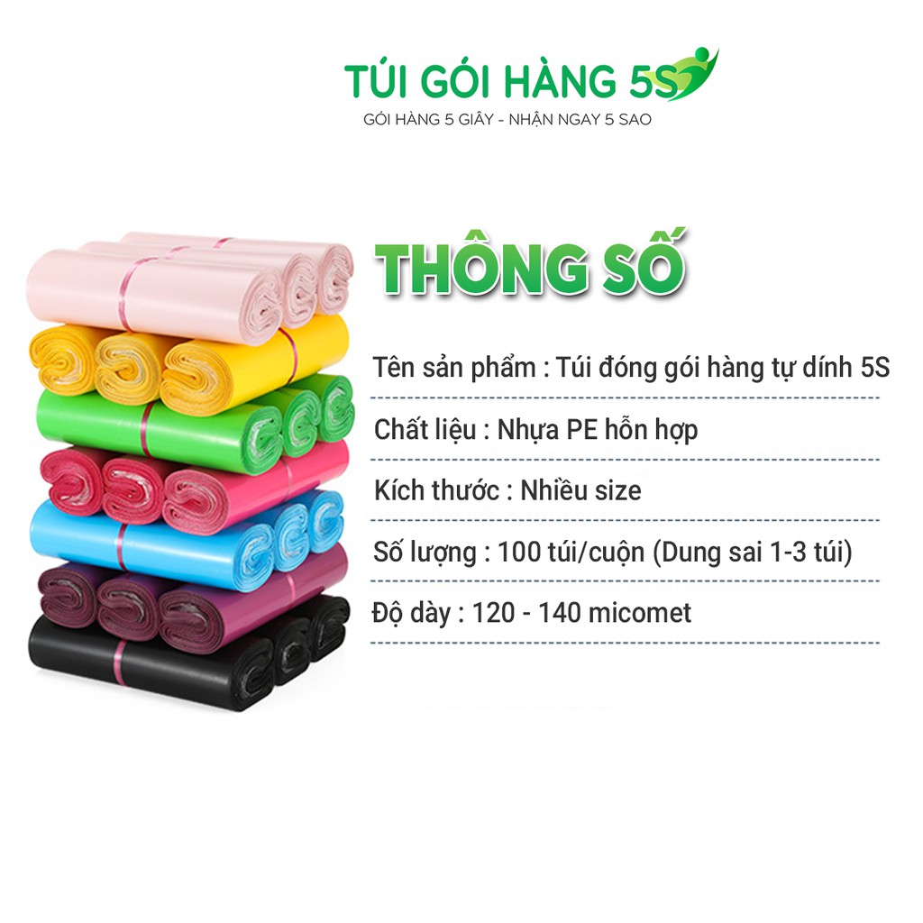 Túi Gói Hàng, Túi Đóng Hàng Niêm Phong Dán Miệng 5S Kích Thước 32x45cm