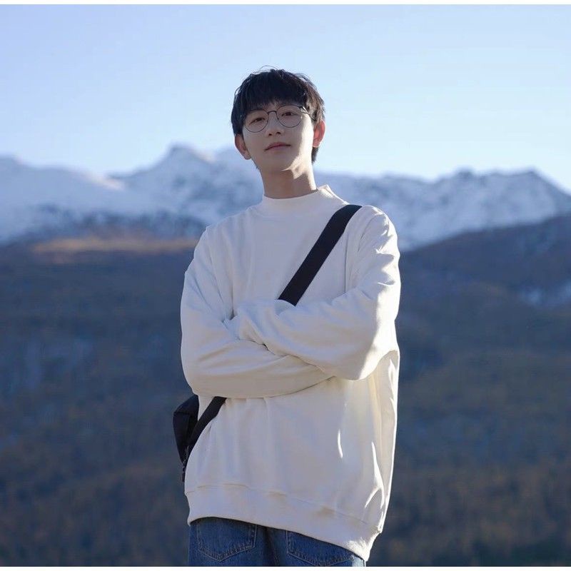 [Ảnh Thật] Áo nỉ ngoại sweater trơn trắng đen