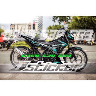 Tem Satria xanh ngọc dán xe đen - Rời có thể đổi raider