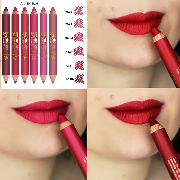 Son môi &amp; Kẻ viền môi Dermacol 2 in 1 Iconic Lips 13g