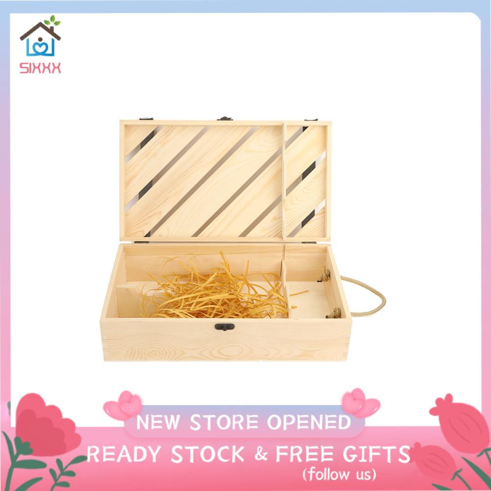 2 Hộp Gỗ Đựng Rượu Đỏ Có Tay Cầm