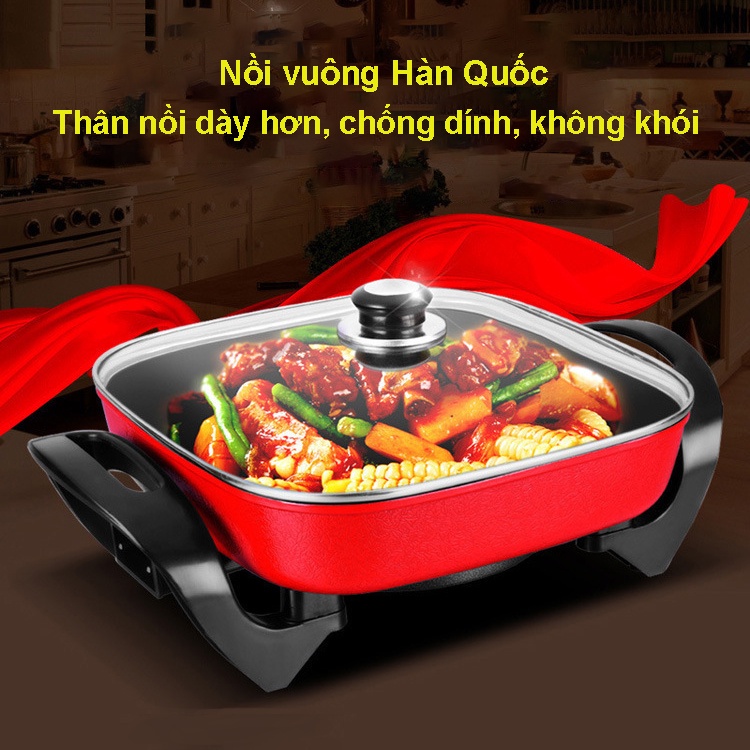 Nồi Chảo Lẩu Điện Vuông Lớn Thái Lan 5 Lít Bảo Hành 12 Tháng