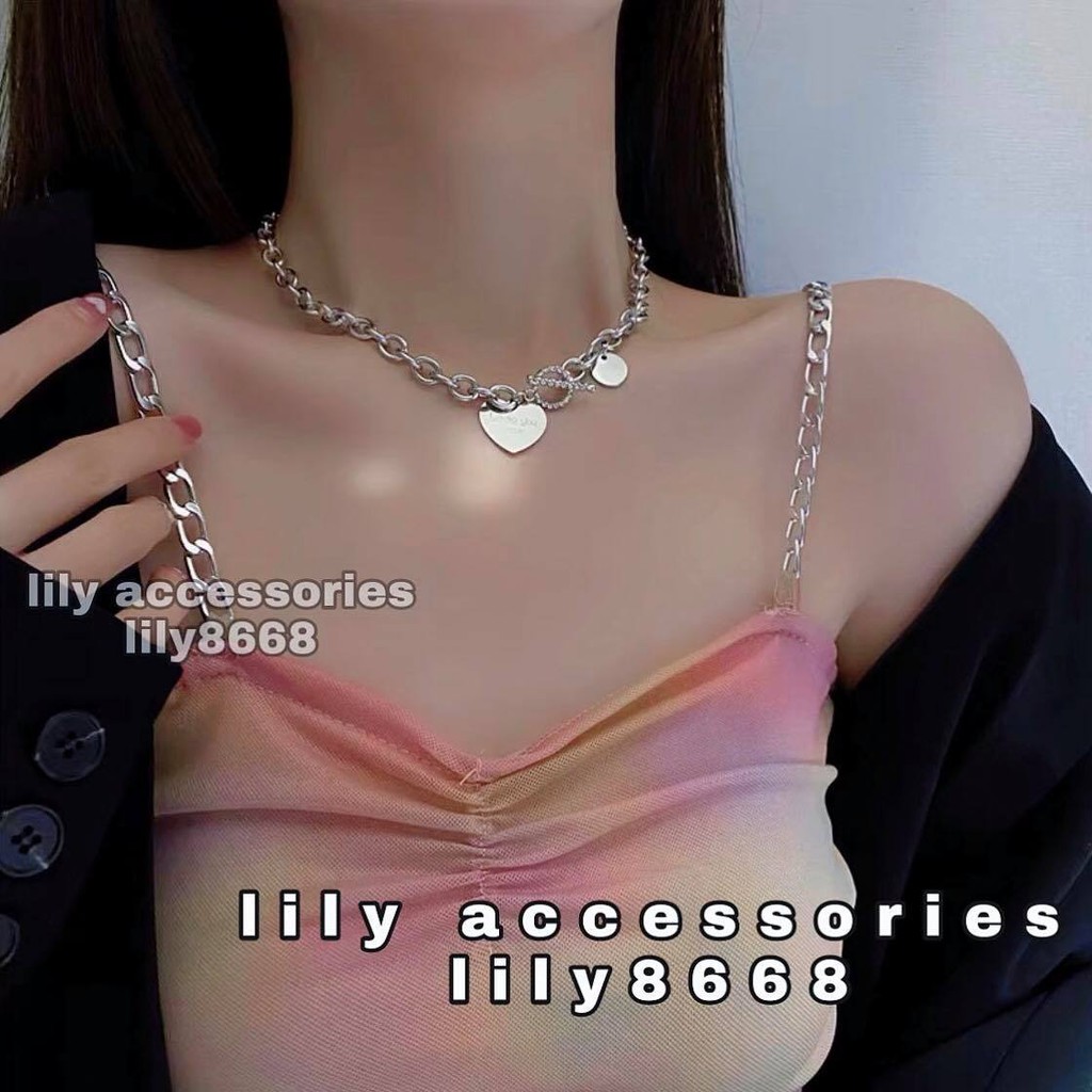 dây chuyền vòng cổ dây xích trái tim thanh tròn