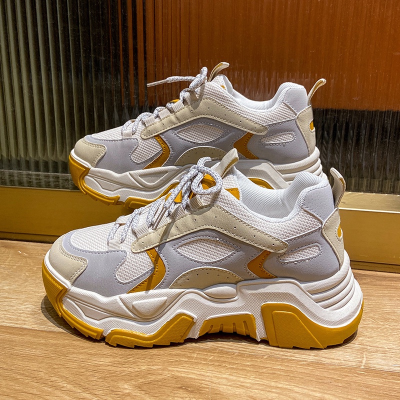 Giày Sneaker Đế Dày Tăng Chiều Cao Phối Lưới Thoáng Khí Thời Trang Cho Nữ