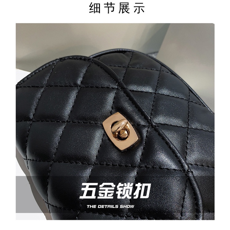 Túi đeo chéo vai JASMIN NOIR 22BL08100 lót bông kẻ sọc phối dây xích thời trang