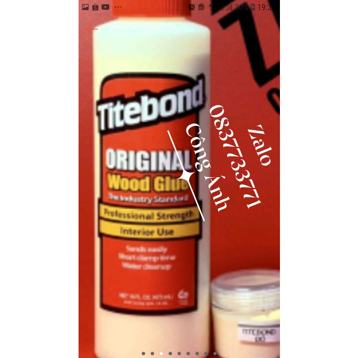 Keo dán gỗ, keo Titebond II Premium Wood Glue 473ml