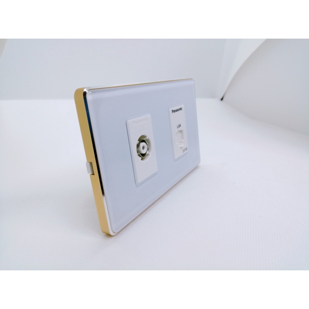 Ổ cắm mặt kính viền nhôm hạt panasonic chính hãng