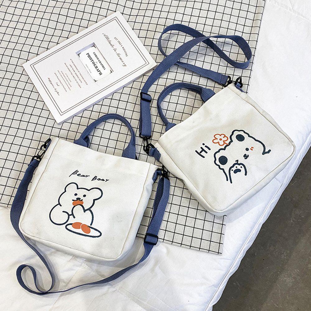 Túi Xách Đeo Vai In Hình Gấu Hoạt Hình Dành Cho Học Sinh