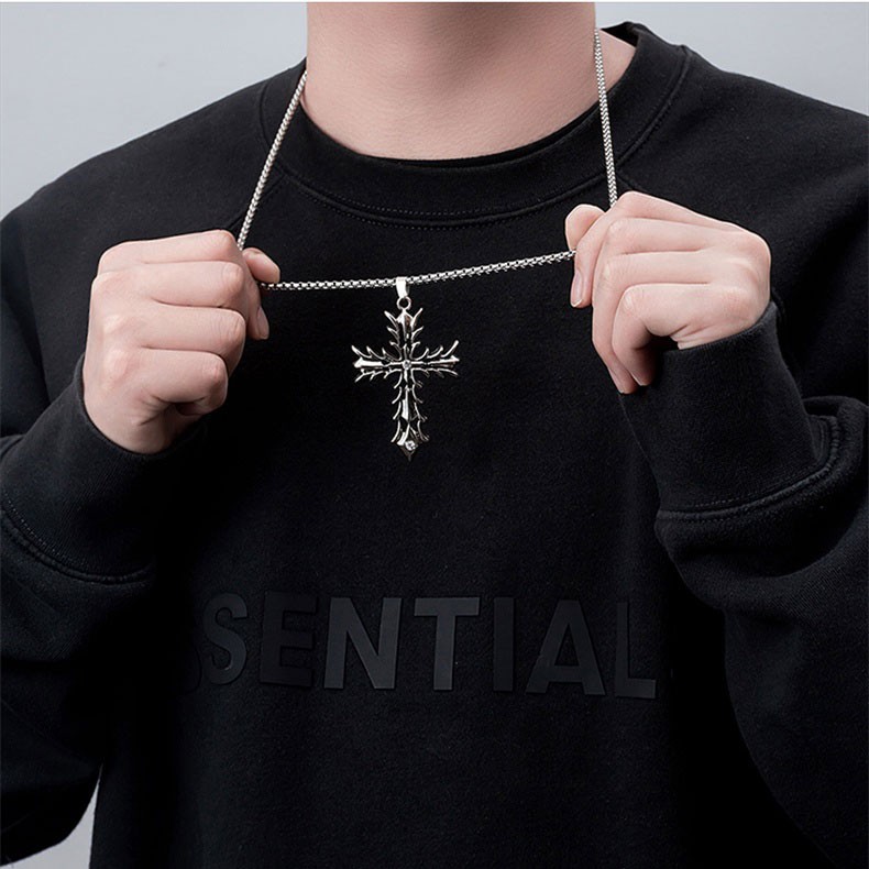 XiaoboACC Dây Chuyền Mặt Thánh Giá Bằng thép Titan Thời Trang Hàn Quốc Phong Cách Hip Hop