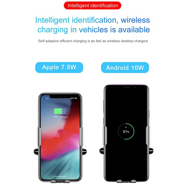 Đế giữ điện thoại trên xe hơi tích hợp sạc không dây Baseus 10W Wireless Charger tặng lọ hồ lô tài lộc treo xe