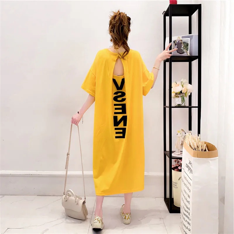 Đầm Ngủ Tay Ngắn Cổ Tròn Dáng Rộng Phong Cách Hàn Quốc Gợi Cảm Cho Người Quá Khổ 45-100KG C8340