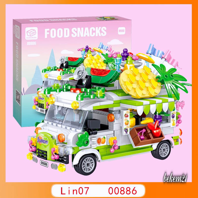 Lego Xếp Hình Con Gái Xe Chở Thức Ăn Food Snack Xe Chở Trái Cây Nước Uống đồ chơi ghép hình bé gái
