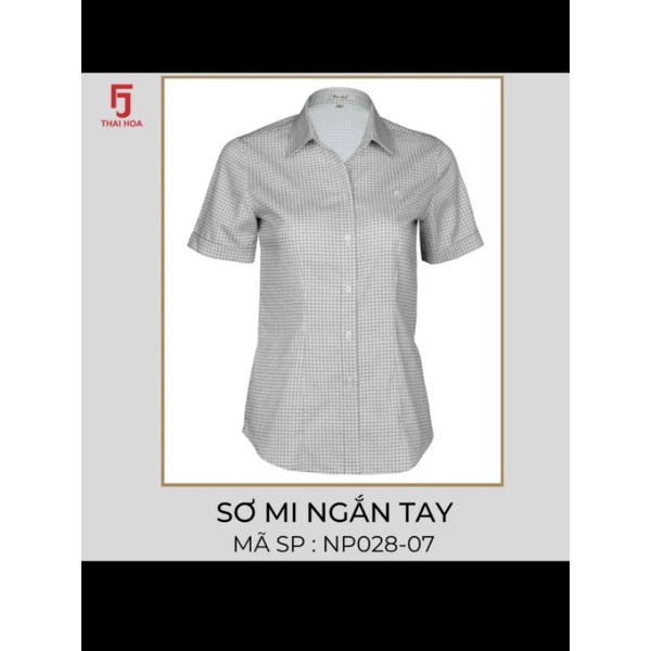 Áo sơ mi nữ Thái Hòa vải sợi tre co giãn sọc xanh rêu