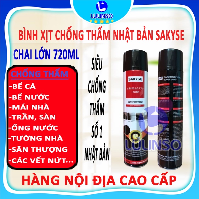 Bình Xịt Chống Thấm SAKYSE 720ml Sơn Bọt Epoxy Chống thấm Dột sàn tường mái nhà khe nứt bể cá LULINSO XS720