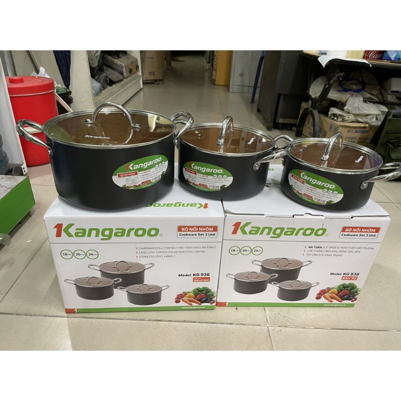 0Bộ nồi nhôm đáy từ KG 938 Kangaroo