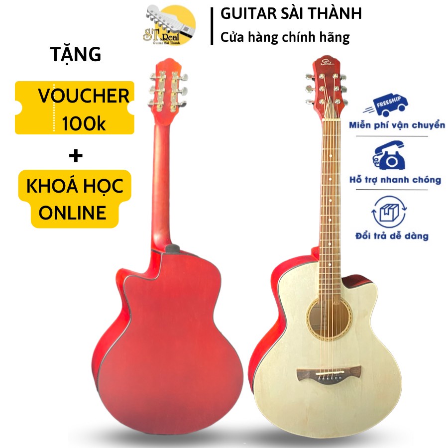 Đàn Guitar Acoustic Mã ST-X1 (Natural) Có Ty Chỉnh Cần Chất Liệu Gỗ Nhập Khẩu Chính Hãng ST.Real Guitar Sài Thành