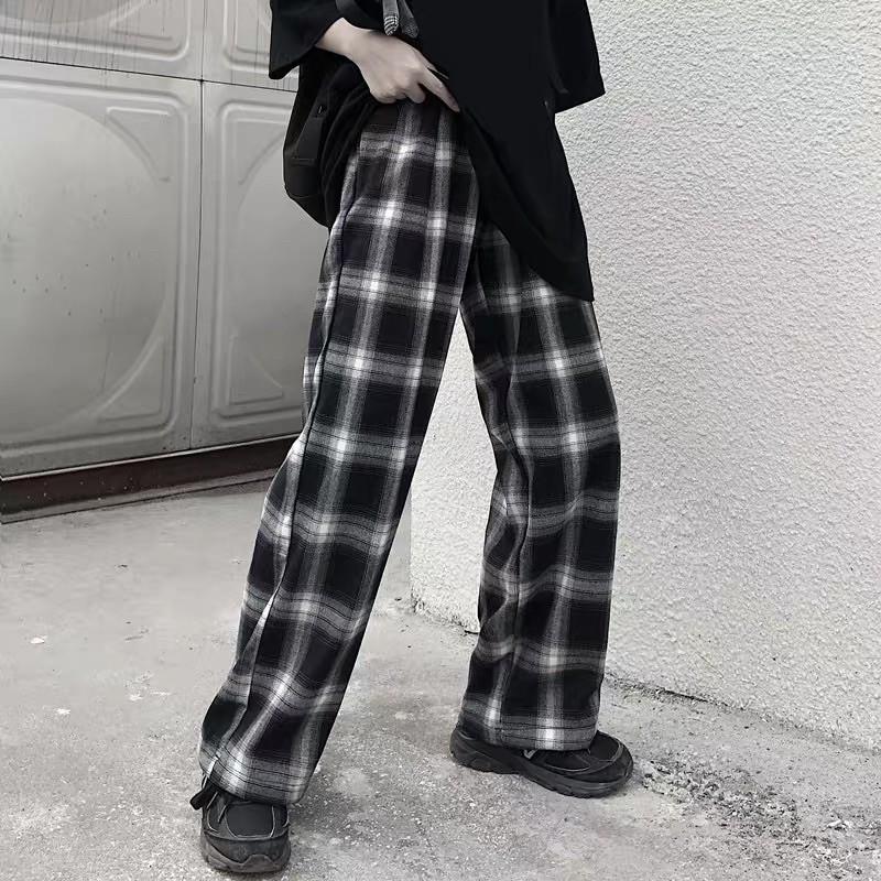 Quần ống rộng kẻ caro Lylyshop, quần ống suông họa tiết kẻ caro form rộng Unisex - quần kẻ 630 | BigBuy360 - bigbuy360.vn