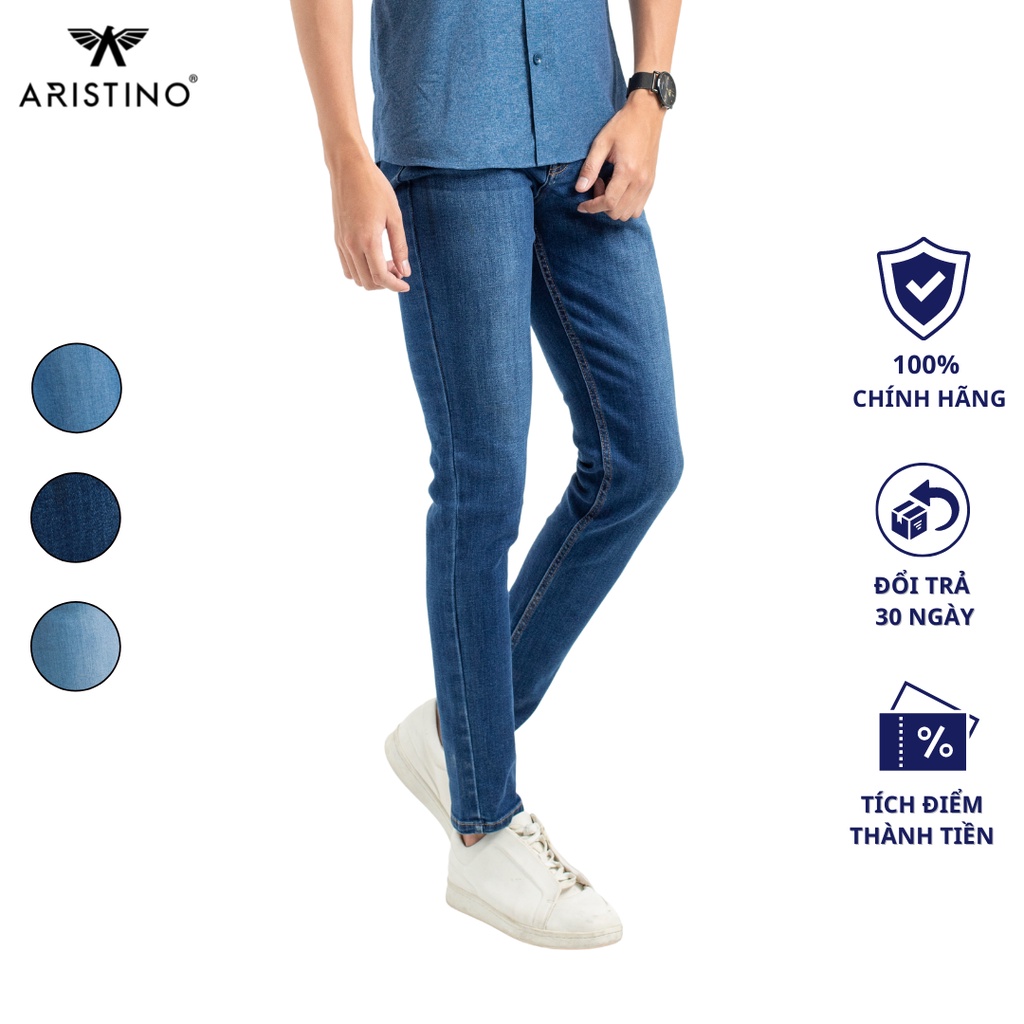 Quần jeans nam ARISTINO phom dáng slim fit ôm vừa vặn, vải cotton giúp quần mềm mại, xốp nhẹ và thoáng khí - AJN00109