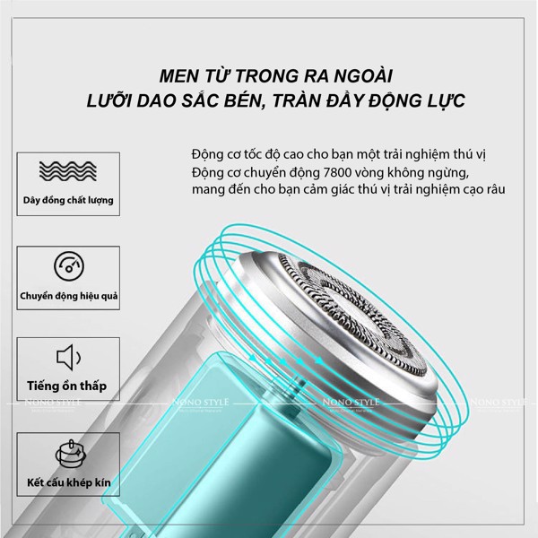 Máy cạo râu mini cầm tay, nhỏ gọn, pin chờ 2 tháng, chống nước,đầu cắt 4Đ, cắt sát, sạc dễ dàng với cổng sạc Micro + USB