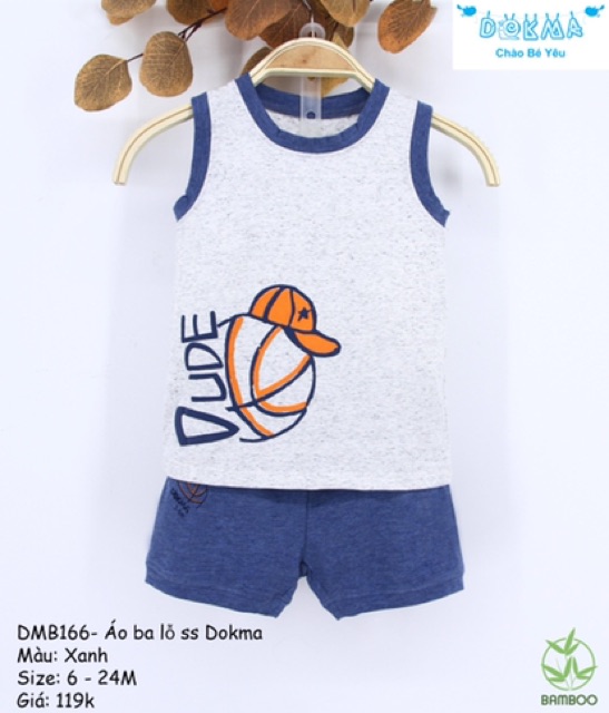 [CHÍNH HÃNG] Bộ quần áo ba lỗ sát nách sợi tre cho bé Dokma DMB166