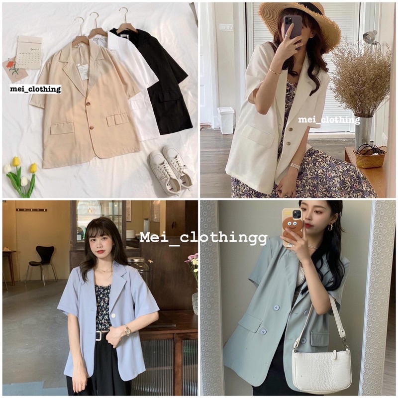 [Ảnh thật/video] Blazer trơn tay lỡ nhiều màu 2 khuy túi nắp /Áo vest nữ nhiều màu | BigBuy360 - bigbuy360.vn