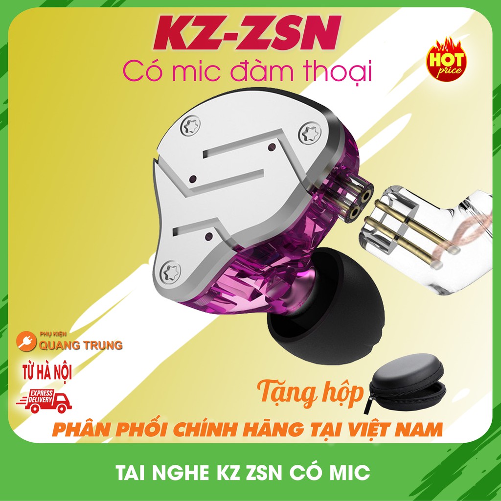 Tai nghe Kz Zsn chính hãng , hầm hố hay tuyệt-Có mic đàm thoại-