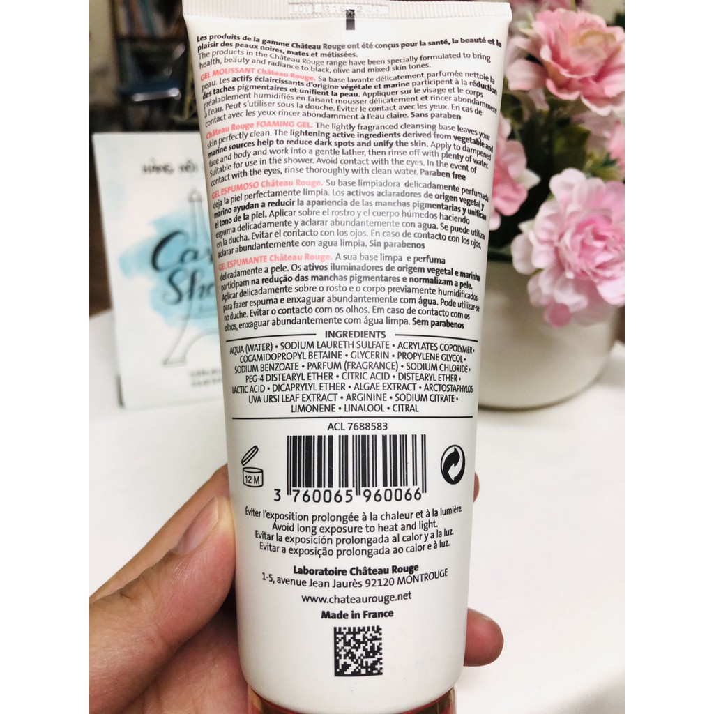 Sữa rửa mặt trắng da Chateau Rouge Gel Moussant 200ml nội địa Pháp
