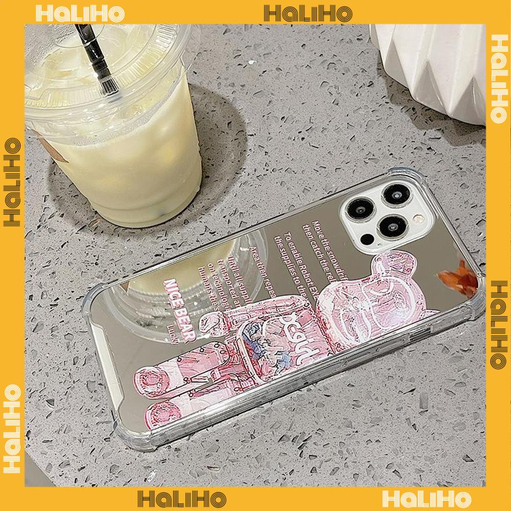 iPhone Case Acrylic HD Mirror Laser Airbag Shockproof Protection Camera Cute Cartoon Bear Compatible For iPhone 11 iPhone 13 Pro Max iPhone 12 Pro Max iPhone 7 Plus iPhone xr