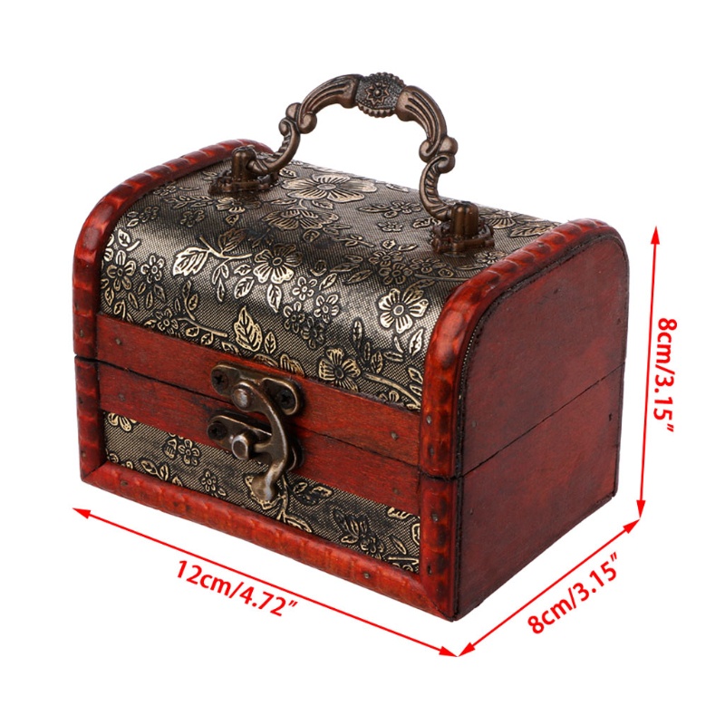 Hộp đựng trang sức có khóa cài bằng gỗ handmade phong cách vintage nhỏ gọn