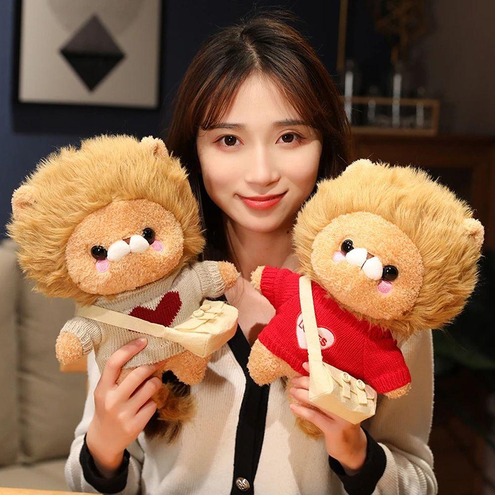 Đồ chơi nhồi bông Hình Sư Tử Hoạt Hình Mặc Áo Len Cho Bé